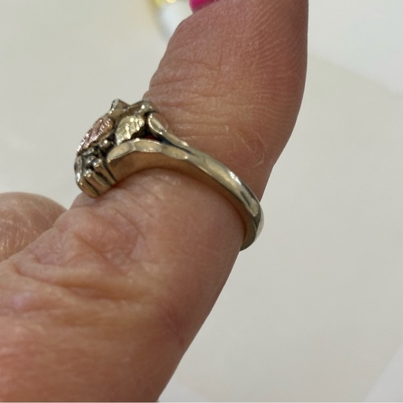 Sterling silver and 12 Kt rose gold grape leaves vintage ring - Picture 8 of 8